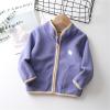Boys Girls Polar Fleece Jacket Kids Toddler Full Zip Jacket Comfy Fleece Sweatshirt Stand Collar (Purple, 6-7 Years) view 3