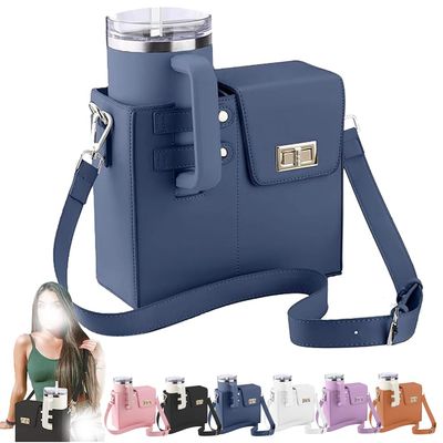 2025 New Stanley Cup Holder Crossbody Water Cup Storage Bag Purse Purses with Cups Holdes Stanley Cups Purses Holder 40 oz (Blue)