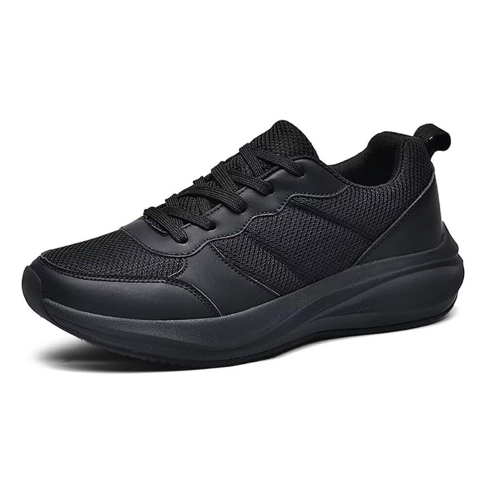 Men's Outdoor Running Shoes Lightweight Shock-Absorbing Soft Sole Lace Up Casual Walking Shoes Mesh Breathable Sneakers for Men Sport Shoes(9) Black