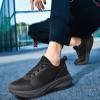 Men's Outdoor Running Shoes Lightweight Shock-Absorbing Soft Sole Lace Up Casual Walking Shoes Mesh Breathable Sneakers for Men Sport Shoes(9) Black view 2