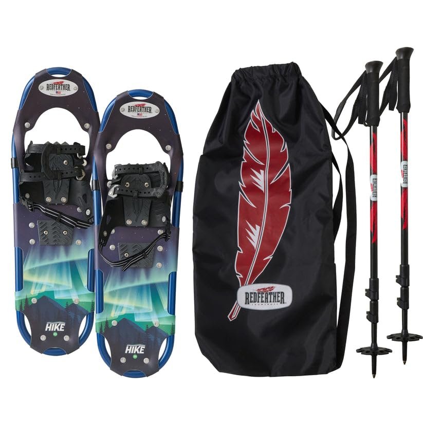 Redfeather Outdoors Hike Men's Snowshoes Kit 25" - Lightweight, Durable, Made in The USA - Ideal for Winter Hiking, Snowshoeing, and Outdoor Adventures - Premium Performance Snowshoes