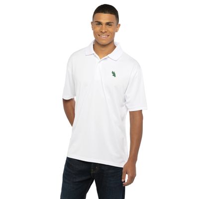 Vantage Apparel Men's Collegiate Premium Moisture Wicking White Icon Polo, North Texas Mean Green, X-Large