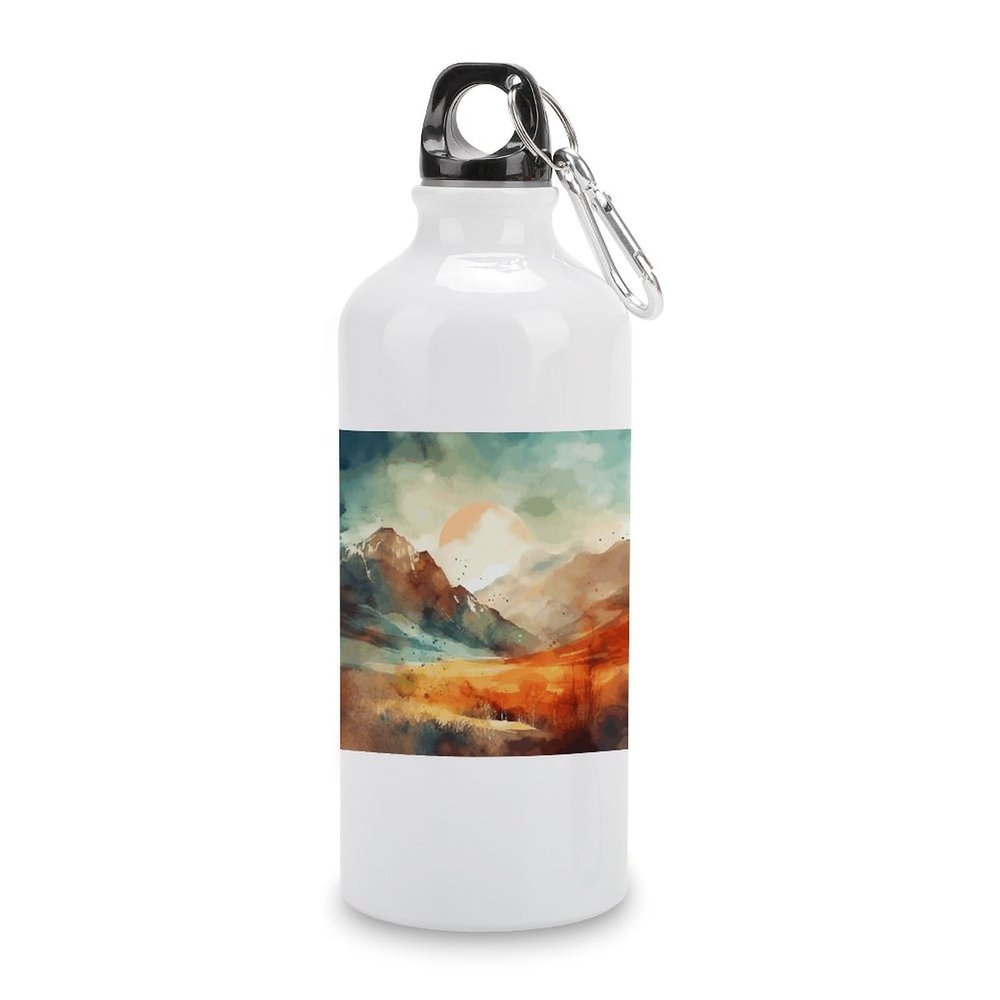 HKMNTGD Leak Proof Water Bottles Mens Mountains And Sun Printed Travel Aluminum Sport Water Bottle Great for Gym Or Outdoor Sports Like Hiking Camping And Cycling