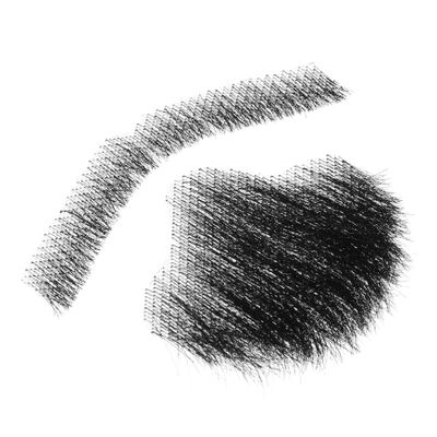 DEARMAMY Realistic Human Hair Fake Beard Black Handmade Invisible Lace for Drama Cosplay Halloween