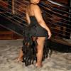 Aro Lora Womens Sexy Halter Neck Sleeveless Ruffle Tassel Party Club Bodycon Mini Dress Medium Black view 2
