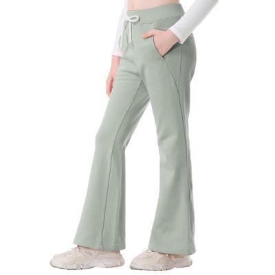 Rolanko Girls Sweatpants Baggy Wide Leg Pants Loose Girls Sweats Kids School Pants Casual Athletic (BeanGreen, 10-12)