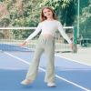 Rolanko Girls Sweatpants Baggy Wide Leg Pants Loose Girls Sweats Kids School Pants Casual Athletic (BeanGreen, 10-12) view 3
