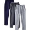 Mens 3 Pack Sweatpants Cargo Loose Fleece Casual Trousers Elastic Waist Drawstring Jogger Pants Baggy Running (Navy, XL) view 3