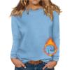 Long Sleeve Undershirt for Women Thermal Fleece Crewneck Cute Winter Tops Casual Layering Solid Color Dressy Blouses Holiday Lightweight Basic Boho Clothes Outfits Long Sleeve T Shirt Women, Blue, M view 1