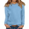 Long Sleeve Undershirt for Women Thermal Fleece Crewneck Cute Winter Tops Casual Layering Solid Color Dressy Blouses Holiday Lightweight Basic Boho Clothes Outfits Long Sleeve T Shirt Women, Blue, M view 2