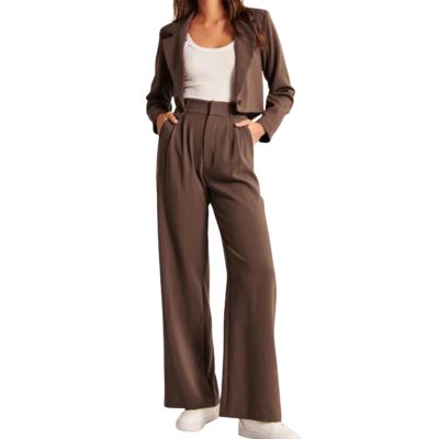 Women Pants Wide Leg Tailored Pants, Wide Leg Trousers for Women(Dark Brown,Large)