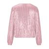 Sparkly Sequin Jacket for Women Glitter Long Sleeve Zipper Lightweight Cropped Jacket Fall Winter Casual Bomber Jackets view 4