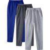 Mens 3 Pack Sweatpants Cargo Loose Fleece Casual Trousers Elastic Waist Drawstring Jogger Pants Baggy Running (Blue, M) view 2