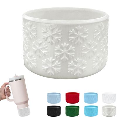 GINTBN Silicone Boot for Stanley 40/30/20 oz Tumbler, Christmas Snowflake Textured Silicone Tumbler Boot Anti-Slip Bottle Bottom Sleeve Cover for 2.8-2.95in Bottom