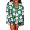NUFIWI Women Christmas Pajamas Pjs Set Cute Santa Colorful Pj Long Sleeve Shirt Lounge Shorts 2 Piece Holiday Sleepwear(Cute Santa Claus Fun,M) view 1