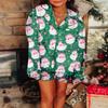 NUFIWI Women Christmas Pajamas Pjs Set Cute Santa Colorful Pj Long Sleeve Shirt Lounge Shorts 2 Piece Holiday Sleepwear(Cute Santa Claus Fun,M) view 2