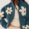 Uillui Womens Fashion Winter Faux Fur Coats Fleece Zip up Sherpa Floral Jackets Oversized Trendy Warm Faux Shearling Coats view 2