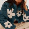 Uillui Womens Fashion Winter Faux Fur Coats Fleece Zip up Sherpa Floral Jackets Oversized Trendy Warm Faux Shearling Coats view 4