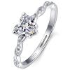 Yaresul Customizable Birthstone Ring for Women 925 Sterling Silver Promise Ring for Her Sterling Silver Heart Ring Heart Cut Cubic Zirconia Ring Engagement Ring Size 5 view 1