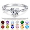 Yaresul Customizable Birthstone Ring for Women 925 Sterling Silver Promise Ring for Her Sterling Silver Heart Ring Heart Cut Cubic Zirconia Ring Engagement Ring Size 5 view 3