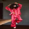 LILTWIST Silk Satin Pajamas Set for Women 2 Piece Floral Pjs Wide Leg Lounge Pants Set Long Sleeve Button down Pj Shirts Set view 3