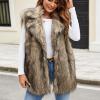 Uillui Amaon Essentials Women Fashion Winter Warm Vest Shaggy Furry Cardigan Faux Fur Coat Casual Fuzzy Outerwear Fluffy Sherpa Fleece Jacket view 2