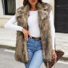 Uillui Amaon Essentials Women Fashion Winter Warm Vest Shaggy Furry Cardigan Faux Fur Coat Casual Fuzzy Outerwear Fluffy Sherpa Fleece Jacket view 3
