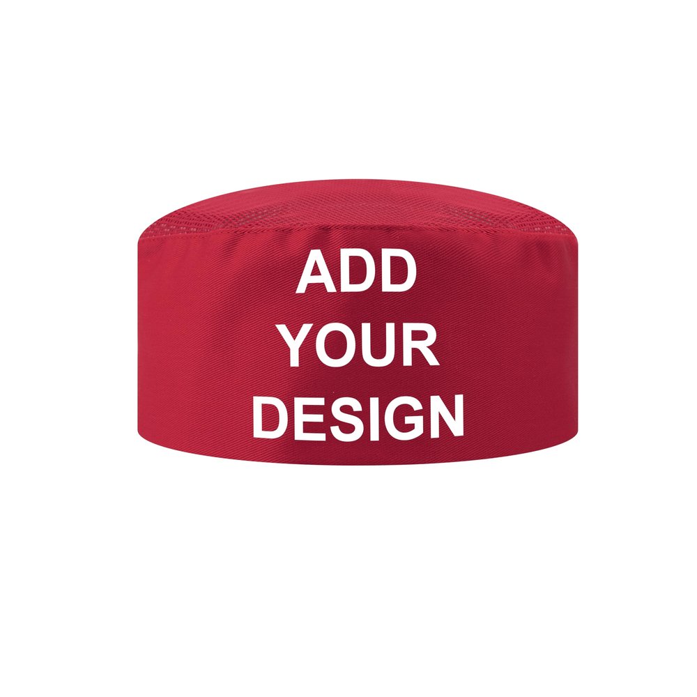 TopTie Custom Chef Hat for Men Women, Breathable Mesh Top Chef Cap with Hook and Loop for Cooking Baking-Red