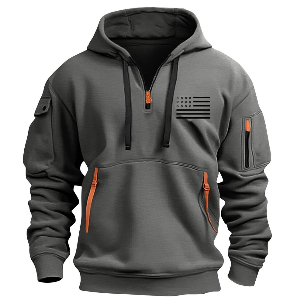 4XL Jackets for Men Big and Tall,Lightweight Quarter Zip Pullover Men Tactical Cargo Long Sleeve Workout Hoodie Vintage Jacket Winter Sweatshirt(Xx-Large,Greys)