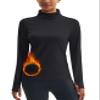 MAGCOMSEN Winter Running Gear for Women Long Sleeve Shirt Thermal Underwear Fleece Turtleneck Tops Base Layer Black L view 1