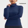 MAGCOMSEN Thermal Turtleneck Women Long Sleeve Underwear Fleece Lined Shirt Dry Fit Workout Top with Thumb Hole Navy L view 4