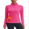 MAGCOMSEN Womens Undershirts Long Sleeve Thermal Shirt Fleece Pullover Athletic Hiking Tops Ski Base Layer Rose Red S view 1