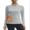 MAGCOMSEN Thermal Shirts for Women Mock Turtleneck Fleece Lined Shirt Long Sleeve Undershirt Warm Ski Tops Light Grey 2XL view 1