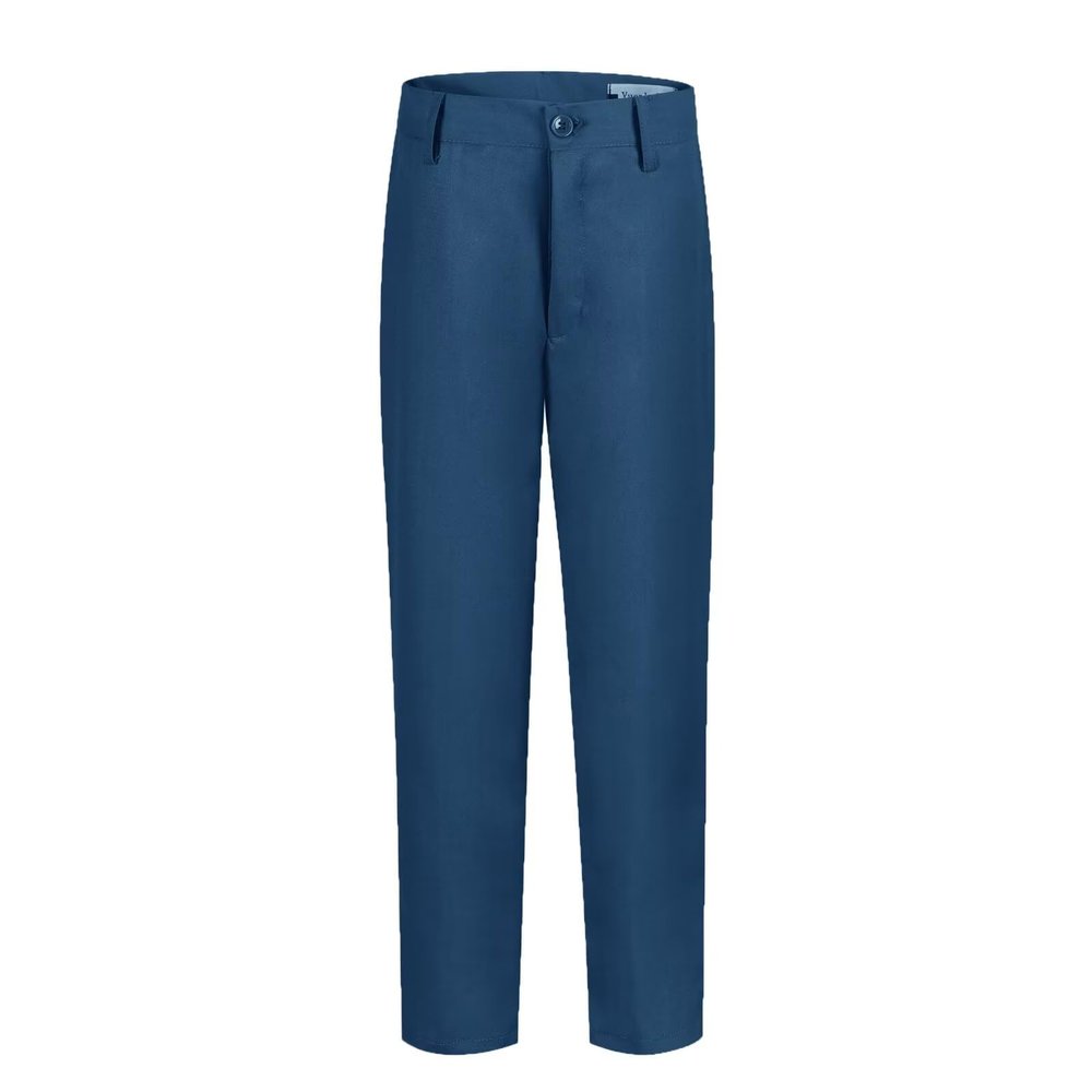 ROZU Boys Retro Blue Pants Flat Front Slim Fit School Uniform Boys Dress Pants Formal Retro Blue Pants for Boys Light Deep Wine Retro Blue Size 4