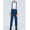 ROZU Boys Retro Blue Pants Flat Front Slim Fit School Uniform Boys Dress Pants Formal Retro Blue Pants for Boys Light Deep Wine Retro Blue Size 4 view 4