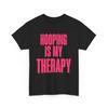 Basketball Tee, Hooping is My Therapy Shirt, Basketball Fan Gift, Athlete Tee, Basketball Coach Shirt, Stress Reliever Tee Black view 1