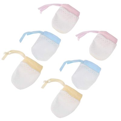 ANDRESLAD 4pairs Scratching Gloves of Newborn Mittens Ice Silk Yellow for Face Protection Summer Use Unisex Design for Boys and Girls