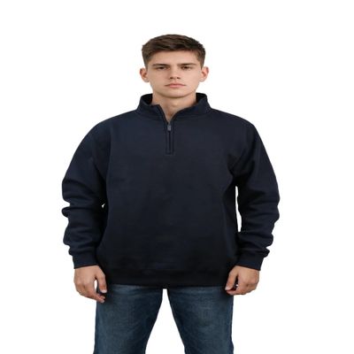 Milltex Unisex Heavyweight Quarter Zip Fleece Jacket, Combed Cotton Blend Pullover with Soft Brushed Interior 935 - Navy