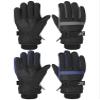 SATINIOR 2 Pairs Kids Waterproof Winter Snow Gloves Ski Gloves for Boy Girl Outdoor Warm Thickening Snowboard(Gray, Dark Blue,10-15 Years) view 1