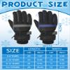 SATINIOR 2 Pairs Kids Waterproof Winter Snow Gloves Ski Gloves for Boy Girl Outdoor Warm Thickening Snowboard(Gray, Dark Blue,10-15 Years) view 3