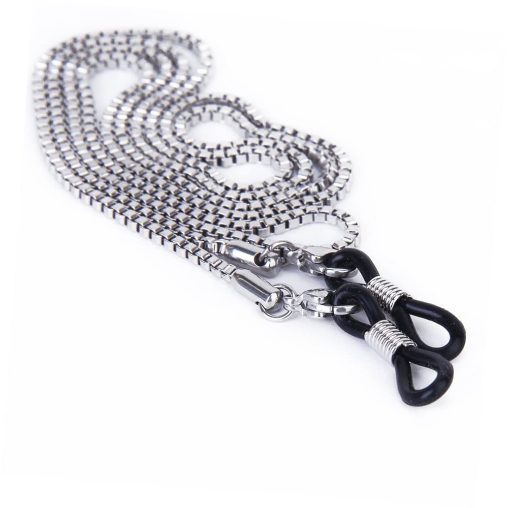 ANDRESLAD Fashionable Stainless Steel Eyeglasses Chain Holder Silver Adjustable Length Lightweight Design for Sunglasses and Spectacles for Everyday Use