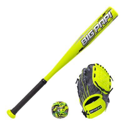 Ortiz34 Youth T-Ball Set, 25" Signature Aluminum T-Ball Bat with -10 Drop, Foam Core T-Ball, 9" Lightweight Youth Glove, Vibrant Graffiti Print
