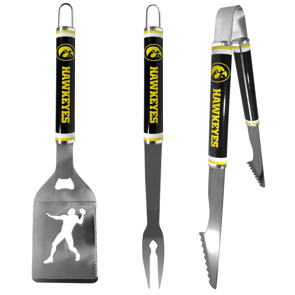 Siskiyou Sports NCAA Iowa Hawkeyes 3 pc Steel BBQ Tool Set, One Size, Team Colors