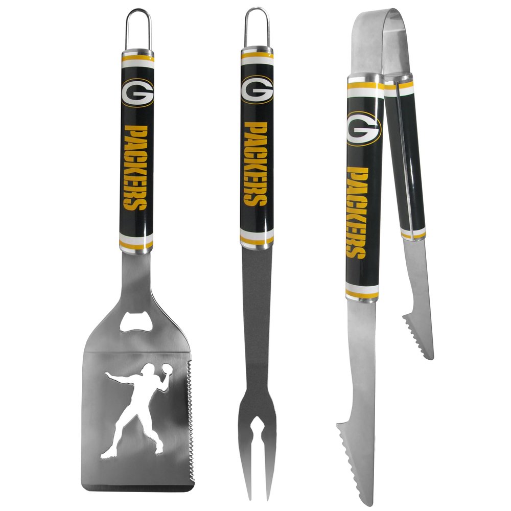 Siskiyou Sports NFL Green Bay Packers 3 pc Steel BBQ Tool Set, One Size, Team Colors