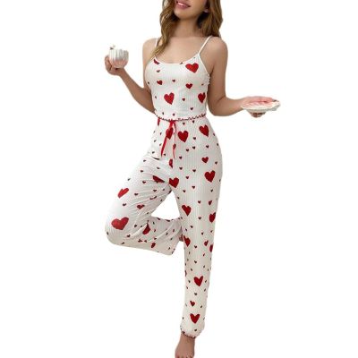 FQZWONG Pajama Sets for Women 2 Piece Outfit Women Sexy Camisole Tops and Baggy Pj Pants Heart Print Two Piece Loungewear Comfy Pajamas My Placed Recently by Me (Red,L)