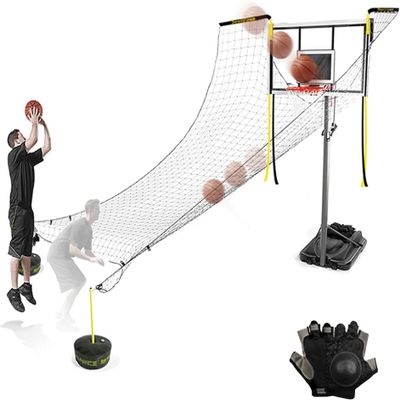 Basketball Rebounder Attachment Automatic, Indoor Outdoor Return Net Training Aid for Basketball Hoop, Basketball Shot Returner System with Rotatable Brackets 4.8m Net