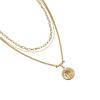 18K Gold Plated Layered Coin Necklace, Brass Chain With Double Strand Medallion Charm, 18.9 Inches Adjustable, Trendy Women'S Jewelry view 2