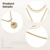 18K Gold Plated Layered Coin Necklace, Brass Chain With Double Strand Medallion Charm, 18.9 Inches Adjustable, Trendy Women'S Jewelry view 3