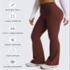 Aoxjox Flare Leggings for Women Metamorph Mid-Rise Hidden Scrunch Butt Lifting Wide Leg Yoga Pants 34" (Rum Raisin, X-Small) view 4