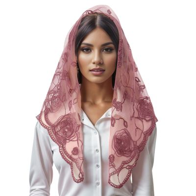 Vintage Lace Veil For Formal Event Latin Mass Headscarf Flower Veil Headwrap For Catholic Mantilla Travel Scarf